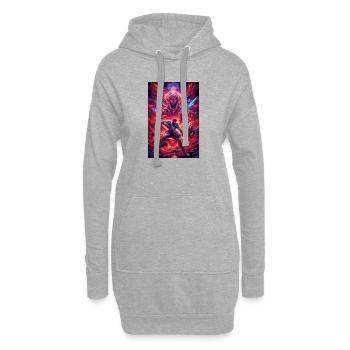 Front de bataille spatial néon - Sweat-shirt à capuche long Femme - gris chiné - Devant