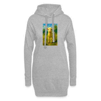 Pastellschafe/Lämmer auf einer sommerlichen Wiese - Hoodie-Kleid - Grau meliert - Vorne