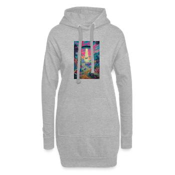 Vache tour d’OVNI psychédélique - Sweat-shirt à capuche long Femme - gris chiné - Devant