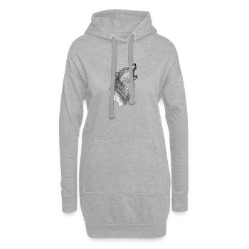 Geometrischer Wolfkopf im Heulen - Hoodie-Kleid - Grau meliert - Vorne
