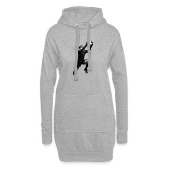 Beachvolleyball Angriff Illustration Monochrom - Hoodie-Kleid - Grau meliert - Vorne