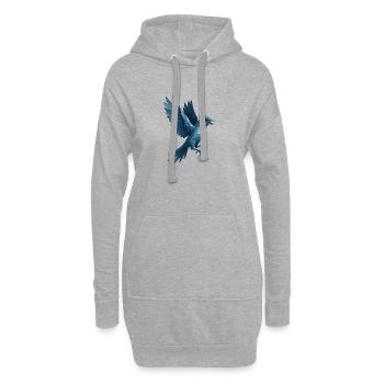Geometrischer Blauvogel - Hoodie-Kleid - Grau meliert - Vorne