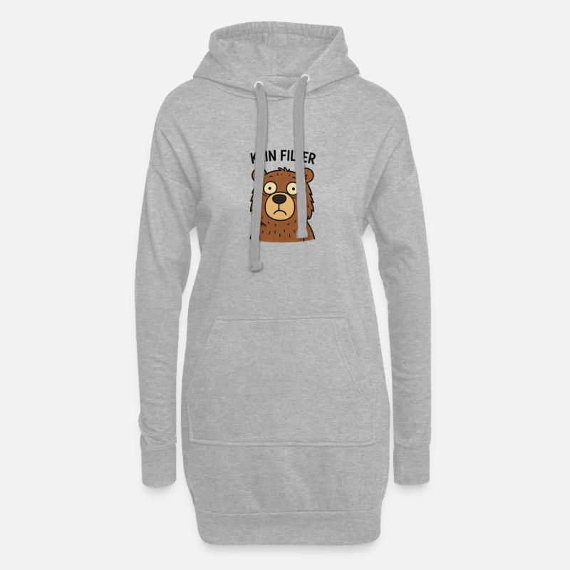 Kein Filter Bär – Echtheit - Hoodie-Kleid - Grau meliert