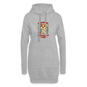 Elektrisches Weihnachtskätzchen und Girlanden - Hoodie-Kleid - Grau meliert - Vorne