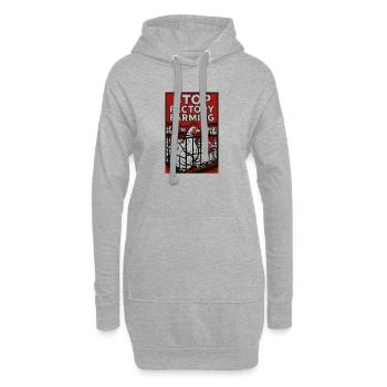 Stopp Factory Farming Poster - Hoodie-Kleid - Grau meliert - Vorne