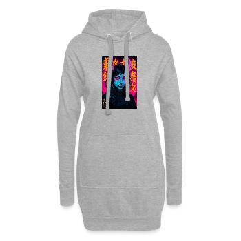 Cyberpunk Demon Girl Oni Girl Y2K Synthwave Art - Hoodie-Kleid - Grau meliert - Vorne