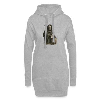 Der gute Hirte – Zeitlose Vintage Illustration - Hoodie-Kleid - Grau meliert - Vorne