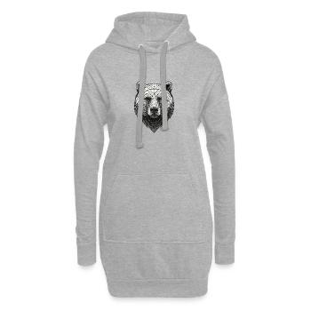 Ornement géométrique de tête d’ours - Sweat-shirt à capuche long Femme - gris chiné - Devant