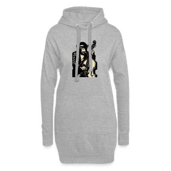 Contrebassiste singe en cuir - Sweat-shirt à capuche long Femme - gris chiné - Devant