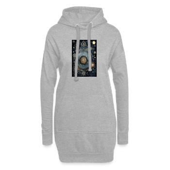 Kosmischer Zahnrad-Uhrennebel - Hoodie-Kleid - Grau meliert - Vorne