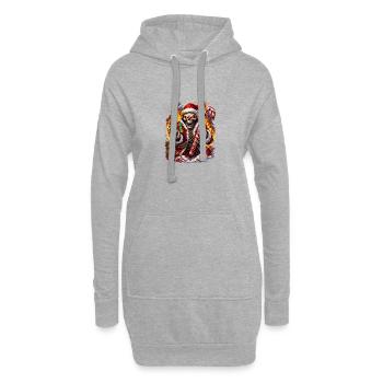 Feuer-Skelett Santa mit Zuckerstange - Hoodie-Kleid - Grau meliert - Vorne