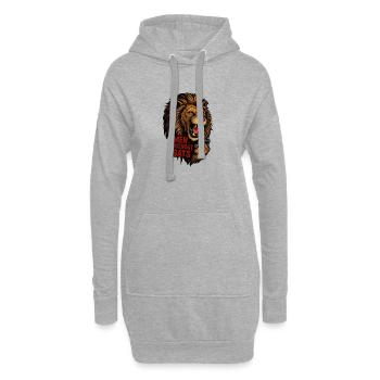 Lion avec les lettres Men Without Bats - Sweat-shirt à capuche long Femme - gris chiné - Devant