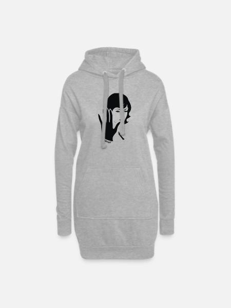 Linienhand Portrait Retro - Hoodie-Kleid - Grau meliert