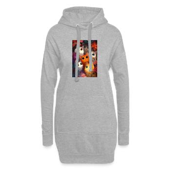 Jardin kaléidoscopique des chats - Sweat-shirt à capuche long Femme - gris chiné - Devant