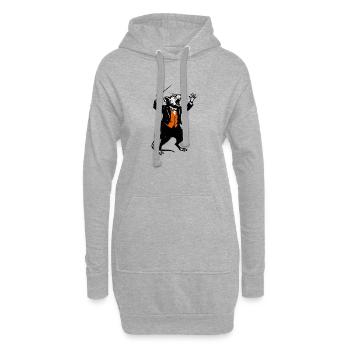 Ratte als Dirigent im Smoking - Hoodie-Kleid - Grau meliert - Vorne