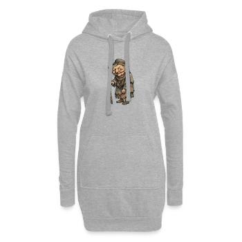 Wandelnde Alte mit Knarrstock - Hoodie-Kleid - Grau meliert - Vorne