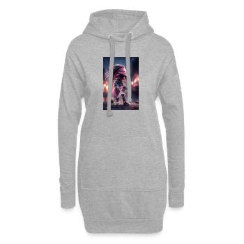 Dreadlock Doll Rocker sur guitare rose - Sweat-shirt à capuche long Femme - gris chiné - Devant