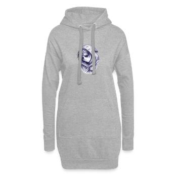 Blaue Hülle: Gesichtslose Figur - Hoodie-Kleid - Grau meliert - Vorne