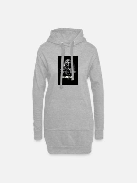 Totenkopf-Daumen hoch – Meinungen ignoriert - Hoodie-Kleid - Grau meliert