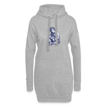 Melancholischer Leser  | Handgemalte Zeichnung  - Hoodie-Kleid - Grau meliert - Vorne