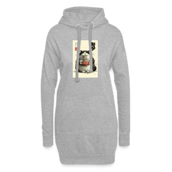 Neko Noodle Feast in Ukiyo-e Style - Hoodie Dress - heather grey - Front