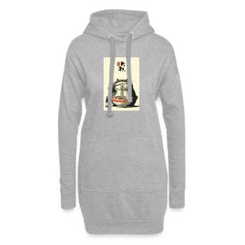 Pummeliges Katzen-Nudelfest - Hoodie-Kleid - Grau meliert - Vorne