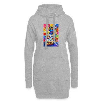 Explosion du football pop art - Sweat-shirt à capuche long Femme - gris chiné - Devant