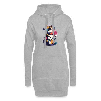 Katze mit Sonnenbrille cooles Katzen Pop Art Motiv - Hoodie-Kleid - Grau meliert - Vorne
