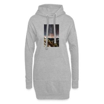 La Voie lactée au-dessus des montagnes Agrafa - Sweat-shirt à capuche long Femme - gris chiné - Devant