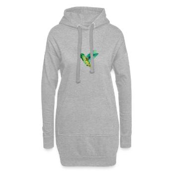 Nordischer Druck – Kolibri – Grün - Hoodie-Kleid - Grau meliert - Vorne