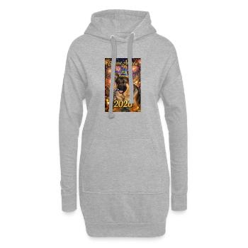 Bonne Année 2026 Chien Festif - Sweat-shirt à capuche long Femme - gris chiné - Devant