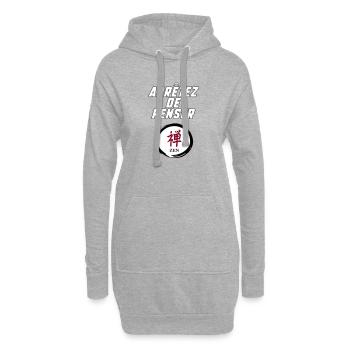 Arrêtez de penser  - Sweat-shirt à capuche long Femme - gris chiné - Devant