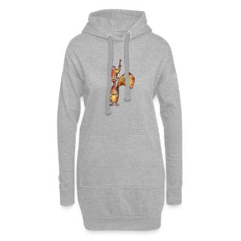 lustiges_Eichhoernchen - Sweat-shirt à capuche long Femme - gris chiné - Devant