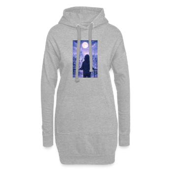 Horizon nocturne néon hoodie - Sweat-shirt à capuche long Femme - gris chiné - Devant