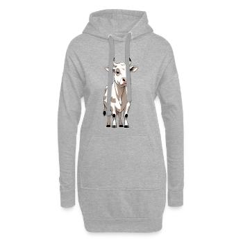 Kuh mit Glocke – Bauernzauber - Hoodie-Kleid - Grau meliert - Vorne
