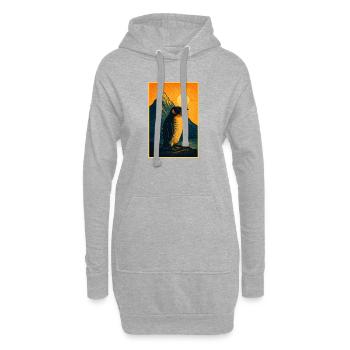 Manchot des aurores boréales au coucher du soleil - Sweat-shirt à capuche long Femme - gris chiné - Devant