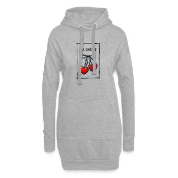 Ma Chérie – Süße Herz Kirschen Illustration - Hoodie-Kleid - Grau meliert - Vorne