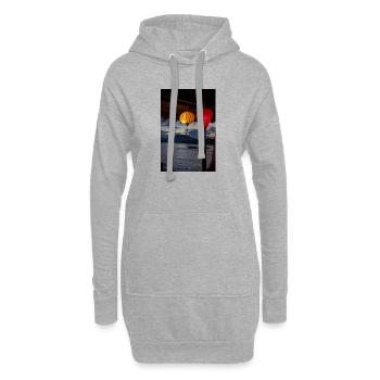 Abendliche Laternen über Wasser - Hoodie-Kleid - Grau meliert - Vorne