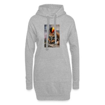 Écureuil punk avec gilet en cuir - Sweat-shirt à capuche long Femme - gris chiné - Devant