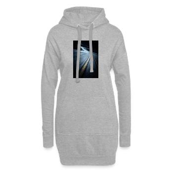 Nächtliche Rennkurve - Hoodie-Kleid - Grau meliert - Vorne