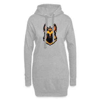 Schäferhund Hund Krone - Hoodie-Kleid - Grau meliert - Vorne