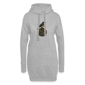Robin auf World Globe - Hoodie-Kleid - Grau meliert - Vorne