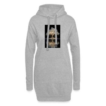 Leuchtender goldener Baum am Wasser - Hoodie-Kleid - Grau meliert - Vorne