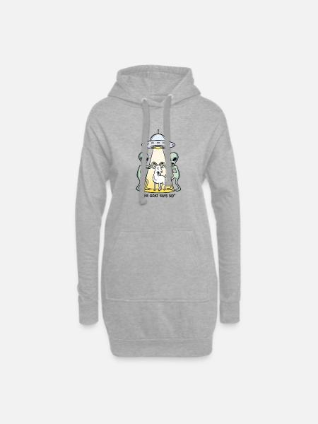 Funny Alien Kidnapping Goat - Hoodie Dress - heather grey