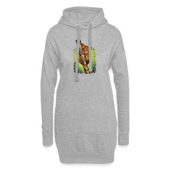 Affe am Ast geklammert - Hoodie-Kleid - Grau meliert - Vorne