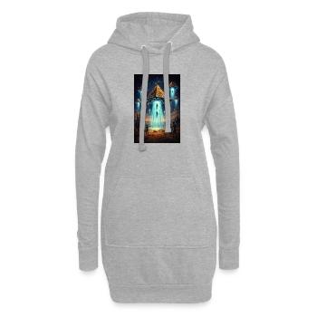 Alien UFO Pyramid Rocket - Hoodie-Kleid - Grau meliert - Vorne