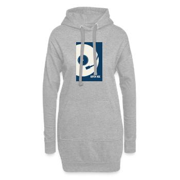 Spin Me – Retro Vinyl Plattenspieler Poster - Hoodie-Kleid - Grau meliert - Vorne