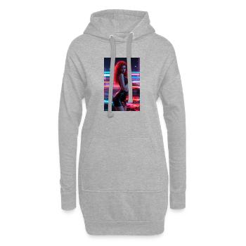 Neonrote Femme in Glanz - Hoodie-Kleid - Grau meliert - Vorne