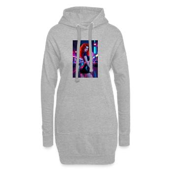 Rothaarige Neonstadt letzte Nacht - Hoodie-Kleid - Grau meliert - Vorne