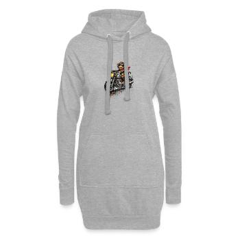 Affe auf Motorrad Farbenexplosion - Hoodie-Kleid - Grau meliert - Vorne